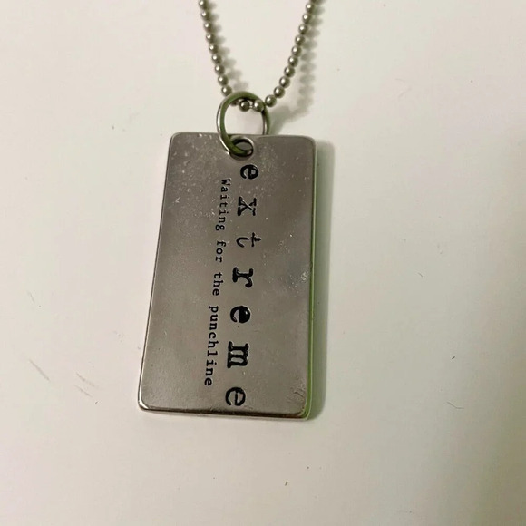 Vtg Extreme Dog Tag Necklace Waiting for the Punchline - Picture 8 of 10